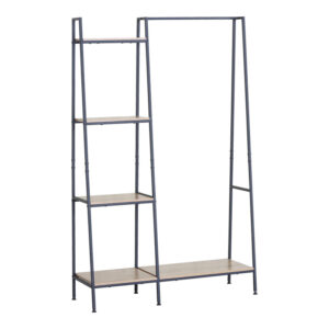 085 000030 1 Entrance unit-shelf Herevy Argos The Classic in oak color with black metal 101x35x160cm