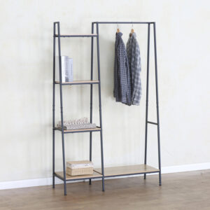 085 000030 Entrance unit-shelf Herevy Argos The Classic in oak color with black metal 101x35x160cm