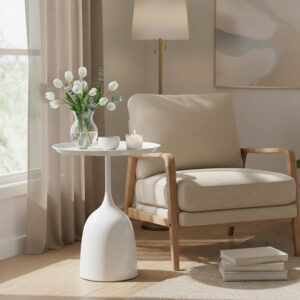 101 000100 Coffee table Agrile Argos The Classic white metal D50x60cm