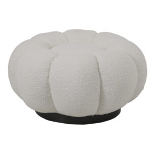 Nester Argos The Classic stool boucle  fabric in white color D60x31cm