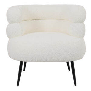 110 000091 3 Foleja Argos The Classic armchair boucle fabric in white color with black metal legs 76x75x72cm