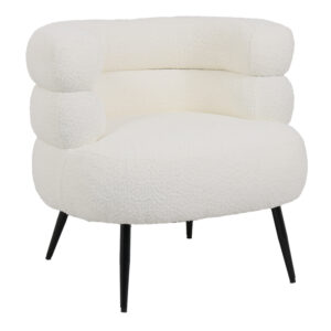 Foleja Argos The Classic armchair boucle fabric in white color with black metal legs 76x75x72cm
