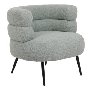 Foleja Argos The Classic armchair boucle fabric in light green color with black metal legs 76x75x72cm