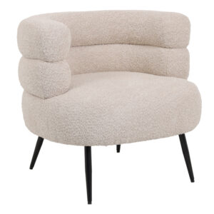 Foleja Argos The Classic armchair boucle fabric in beige color with black metal legs 76x75x72cm