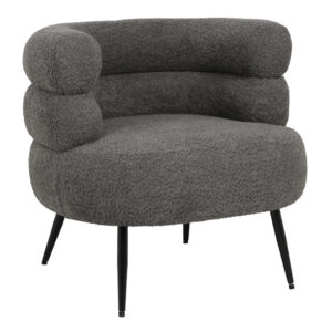 Foleja Argos The Classic armchair boucle fabric in dark grey color with black metal legs 76x75x72cm