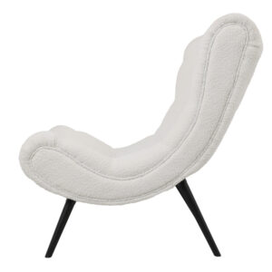 110 000095 2 Silla Argos The Classic boucle fabric armchair with footstool in white color 97x80x100cm