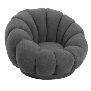 110 000100 1 Nester Argos The Classic swivel armchair with stool boucle fabric in grey color 98x97x69cm