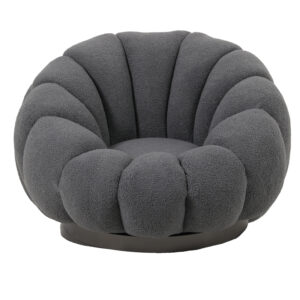 110 000100 3 Nester Argos The Classic swivel armchair with stool boucle fabric in grey color 98x97x69cm