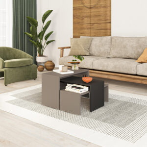 Kantar Argos The Classic coffee tables set of 3 in anthracite - mocha color 65x30x39cm