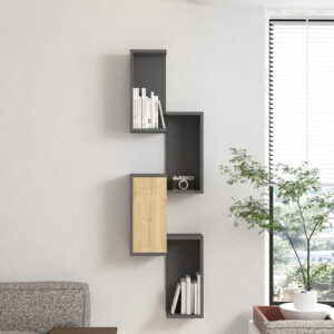 120 000555 1 Kongo Argos The Classic wall shelf in oak-anthracite shade 44x20x159cm