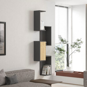 120 000555 2 Kongo Argos The Classic wall shelf in oak-anthracite shade 44x20x159cm