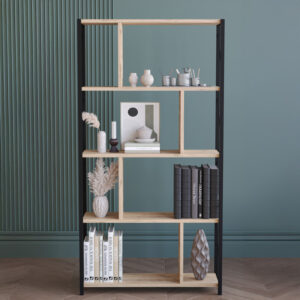 120 000596 1 Fitabo Argos The Classic bookcase-shelf, black metal, oak color, 75x22x151cm