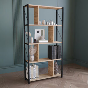 120 000596 Fitabo Argos The Classic bookcase-shelf, black metal, oak color, 75x22x151cm