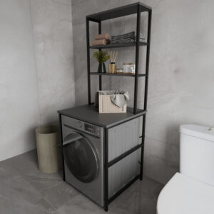 120 000598 Kylie Argos The Classic laundry cabinet, black metal, anthracite color, 60x60x180cm