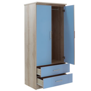 123 000072 1 Children's wardrobe Looney Argos The Classic with 2 doors and drawers in castillo-blue colour 81x57x183