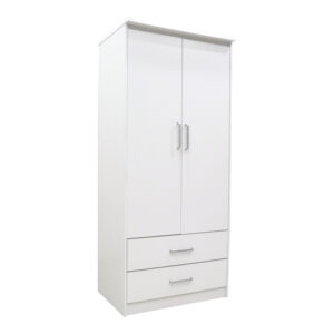 Wardrobe Olympus Argos The Classic with 2 doors and drawers in white colour 81x57x183