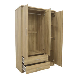 123 000230 1 Wardrobe Olympus Argos The Classic with 3 doors and drawers+mirror in sonoma colour 120x57x183