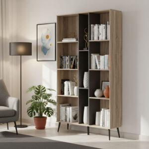 Bookcase Zezan Argos The Classic in sonoma-dark grey color 114x30x200.5cm