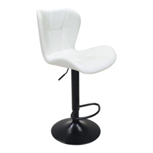 Bar stool Coozy Argos The Classic adjustable height black matte metal with pu in white color 46x47x90-112cm