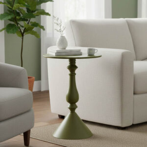 Lalou Argos The Classic metal side table in olive green shade D40x55cm