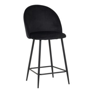 Medium height bar stool Perch Argos The Classic velvet in black with black metal legs 50x43x99cm