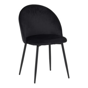 Chair Perch Argos The Classic velvet in black with black metal legs 50x43x82cm
