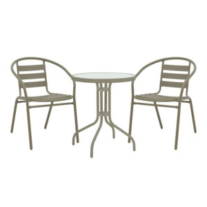 130 000119 Watson-Tade Argos The Classic dining table set of 3 pieces champagne-glass metal D60x70cm