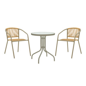 130 000121 Watson-Lindaria Argos The Classic dining table set of 3 pieces champagne-glass metal D60x70cm