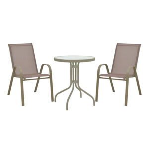130 000122 Calan-Watson Argos The Classic dining table set of 3 pieces champagne-glass metal D60x70cm