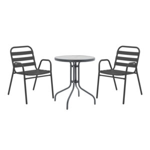 130 000131 Dining table Watson-Sussie Argos The Classic set of 3 pieces anthracite metal-glass Φ60x70cm