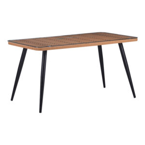 Naoki Argos The Classic Glass-pe rattan Table in Natural Wood Finish with Black Legs 140x80x78cm