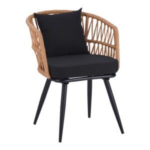 Naoki Argos The Classic Armchair pe rattan -metal in Natural Finish with Black Legs/Cushion 62x60x80cm