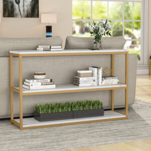 197 000258 Metal console table Sarmi Argos The Classic in gold-white shade 110x35x85cm