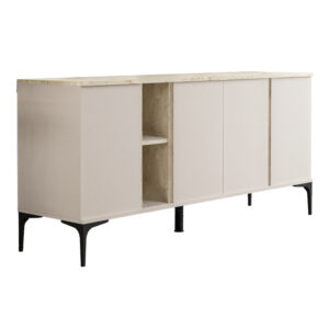 197 000268 1 Vetine Argos The Classic sideboard in gray-beige color and marble-look surface 180x40x80cm