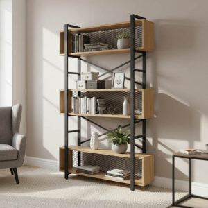 197 000291 Fifer Argos The Classic bookcase in oak-black shade 120x28x185cm