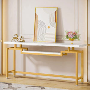 197 000295 Onole Argos The Classic console in marble look - gold metal 180x35x82cm