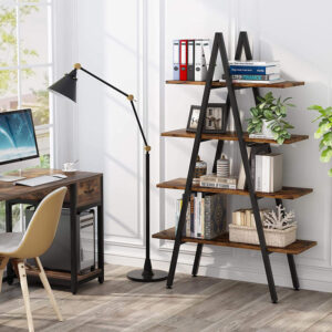 197 000297 1 Naroki Argos The Classic bookcase metal black with walnut shade 90x30x155cm