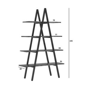 197 000297 2 Naroki Argos The Classic bookcase metal black with walnut shade 90x30x155cm