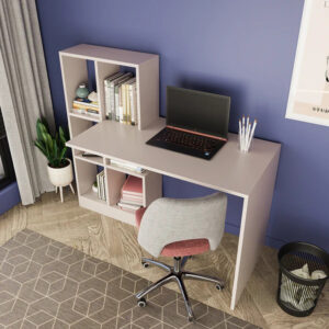 197 000308 1 Work desk with bookcase Dustin Argos The Classic in light gray 118x56x112cm