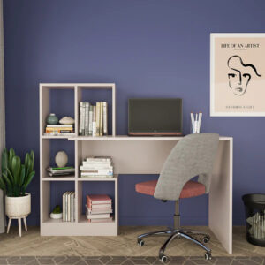 197 000308 2 Work desk with bookcase Dustin Argos The Classic in light gray 118x56x112cm