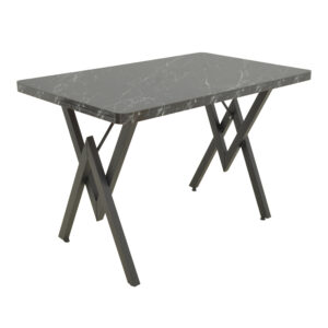 Vertex Argos The Classic table black marble effect with black metal legs 110x70x72cm
