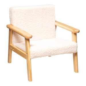 199 000655 Children's armchair Basile Argos The Classic teddy fabric in white color 43x43x46cm