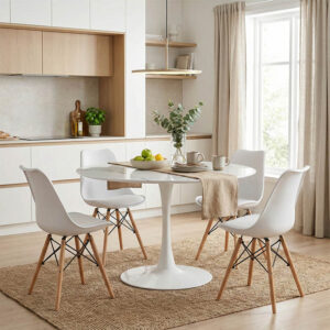 Julita-Balou Argos The Classic dining table set of 5 pp-mdf in white marble color D120x73cm