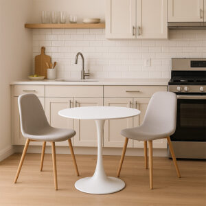 200 001150 1 Elijah-Bella Argos The Classic dining table set of 3 in white-grey color Φ60x74cm