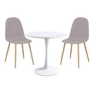 200 001150 Elijah-Bella Argos The Classic dining table set of 3 in white-grey color Φ60x74cm