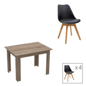 Dining table set of 5 pieces Manka-Gaston  Argos The Classic in sonoma truffle-black color 110x80x77cm