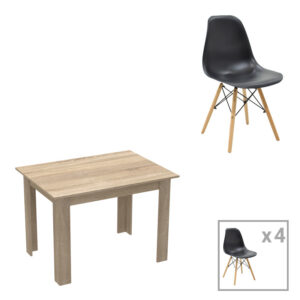 Dining table set of 5 pieces Manka-Julita Argos The Classic in sonoma-black color 110x80x77cm