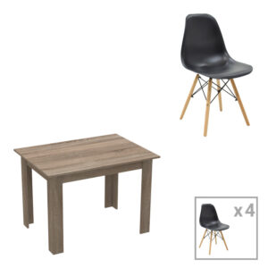 Dining table set of 5 pieces Manka-Julita Argos The Classic in sonoma truffle-black color 110x80x77cm