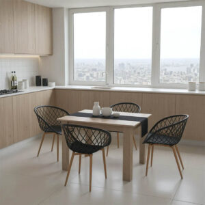 200 001204 Dining table set of 5 pieces Manka-Ezra Argos The Classic in sonoma-black color 110x80x77cm