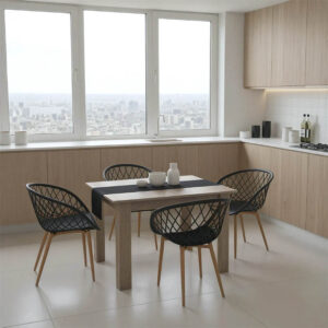 200 001205 Dining table set of 5 pieces Manka-Ezra Argos The Classic in sonoma truflle -black color 110x80x77cm